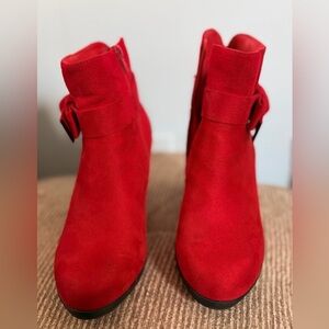 Chic Red Suede Ankle Booties